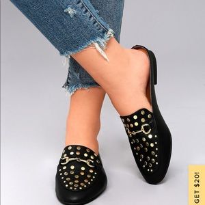 LULUS STUDDED LOAFER SLIDES